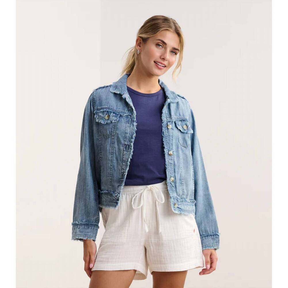 NEW HATLEY tencel jacket in blue acid rinse